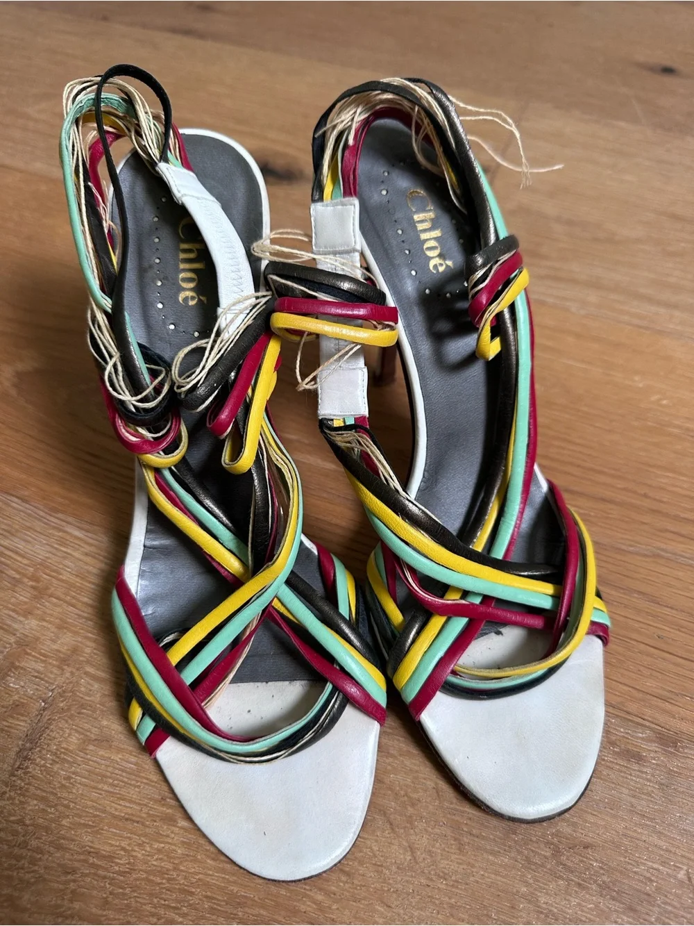 Chloé Y2K Multicolor Strappy Leather Sandal Heels Sz 39